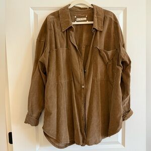 Free People Brown Corduroy Shirt Jacket